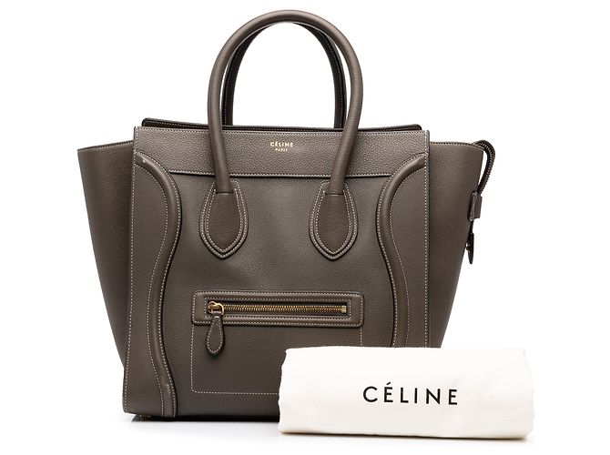 Céline Celine Mini Luggage Tote aus grauem genarbtem Kalbsleder - Ansicht 7