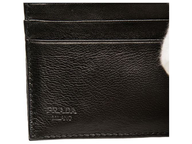 Cartera bifold Prada de Tessuto patchwork negro con calavera perforada - vista 6