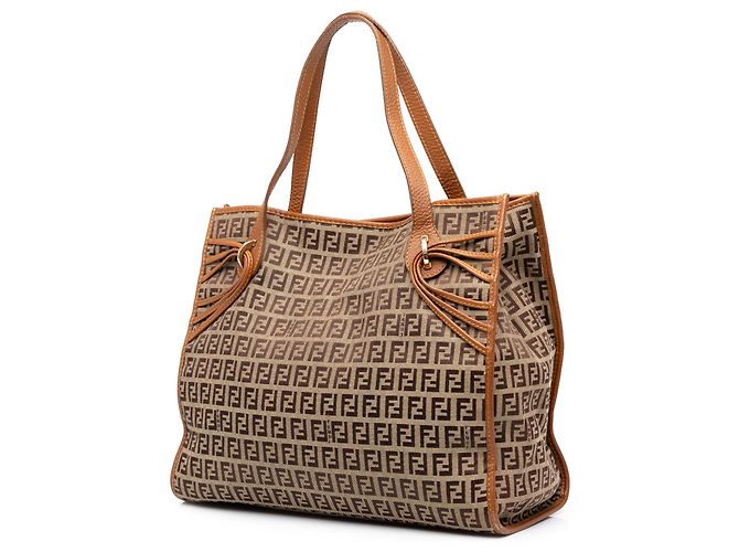 Borsa Tote Fendi Beige Zucchino Canvas - vista 2