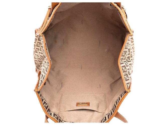 Borsa Tote Fendi Beige Zucchino Canvas - vista 4