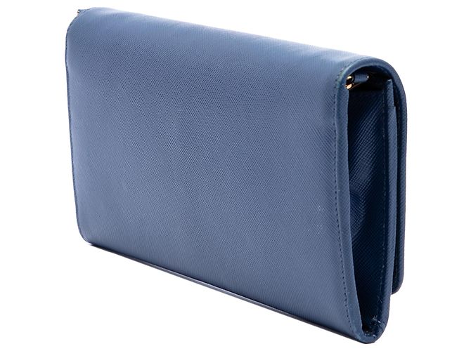 Portafoglio con catena Prada Blue Saffiano - vista 2