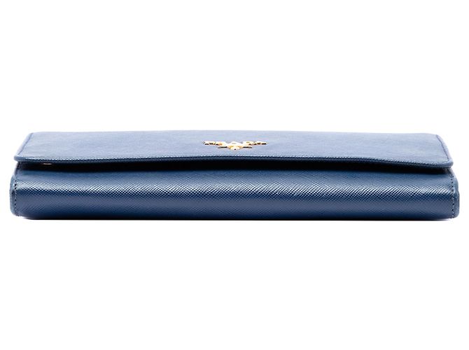 Portafoglio con catena Prada Blue Saffiano - vista 3