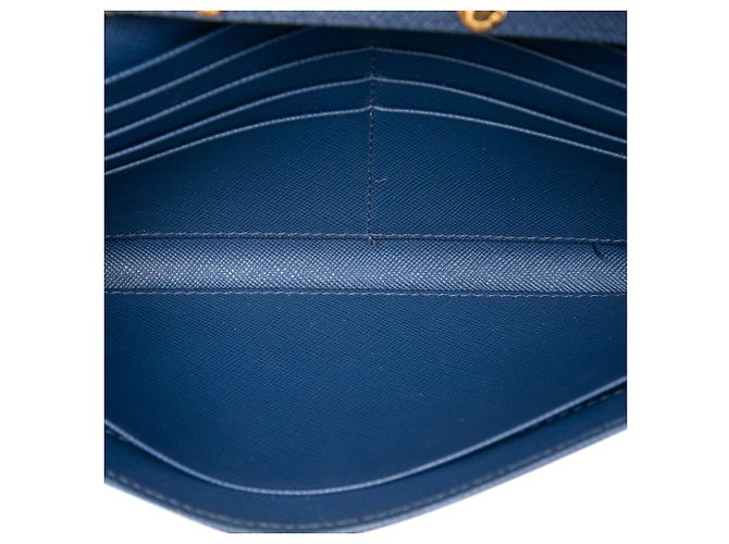 Portafoglio con catena Prada Blue Saffiano - vista 4