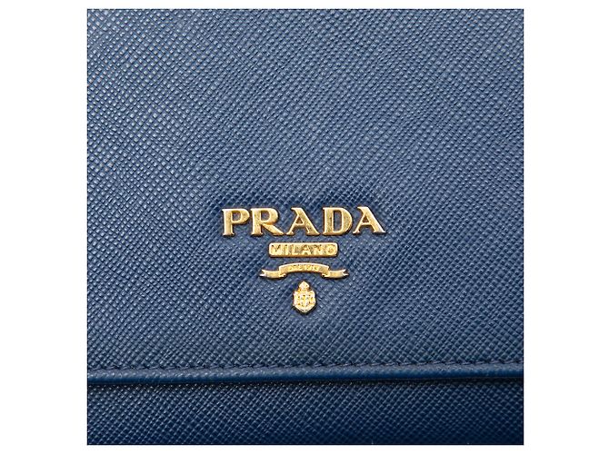 Portafoglio con catena Prada Blue Saffiano - vista 5