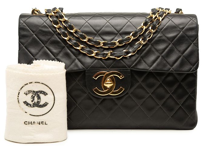 Chanel Black Maxi XL Classic Lambskin Single Flap - vista 7
