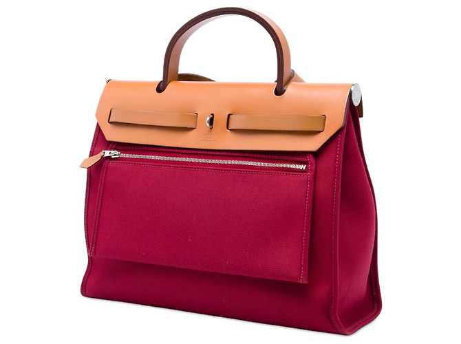 Hermès Red Toile Herbag Zip 31 - vista 2