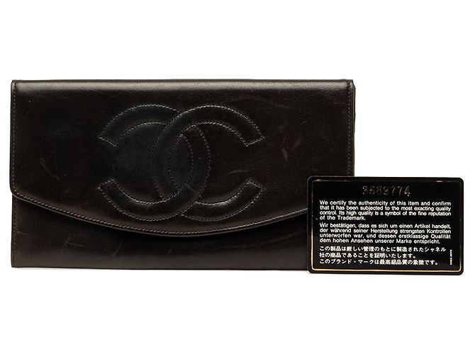 Cartera larga Chanel Black CC Lambskin Stitched Double Flap - vista 11