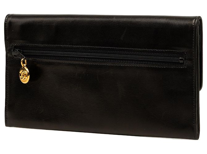 Cartera larga Chanel Black CC Lambskin Stitched Double Flap - vista 2