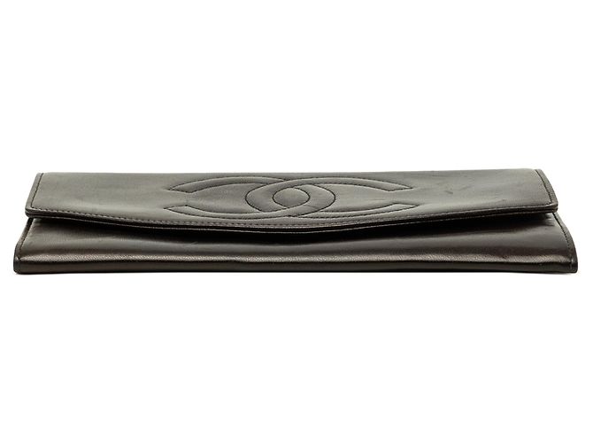 Cartera larga Chanel Black CC Lambskin Stitched Double Flap - vista 3