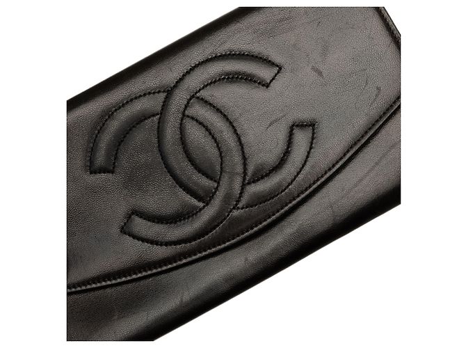 Cartera larga Chanel Black CC Lambskin Stitched Double Flap - vista 8