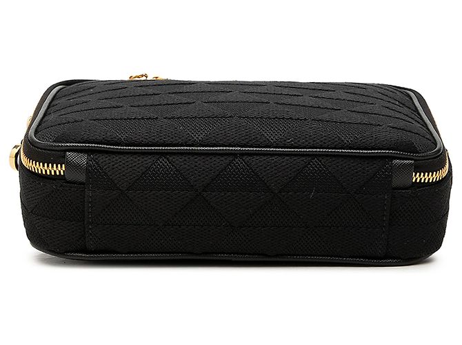 Prada Brique Symbole Crossbody-Tasche aus bestickter schwarzer Leinwand - Ansicht 3
