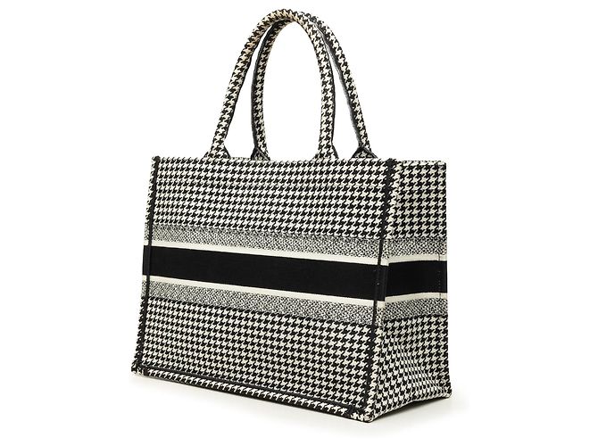 Dior Book Tote Medium aus Canvas mit schwarzer Hahnentritt-Stickerei - Ansicht 2