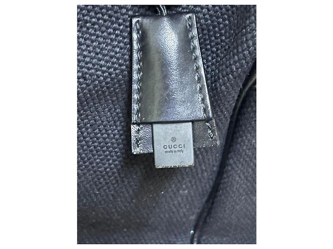 Borsa Hobo Gucci in tela nera con manico superiore in legno - vista 3