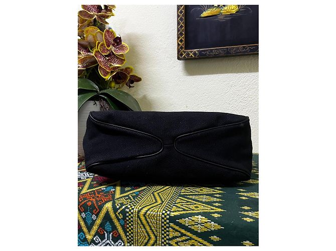 Borsa Hobo Gucci in tela nera con manico superiore in legno - vista 4