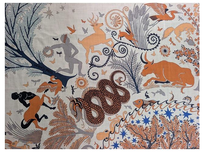 Hermès Sous le Charme d'Orphée 140 Chal Cachemira Seda - vista 14
