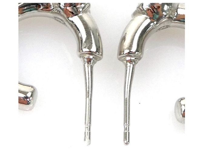 Orecchini a lobo Chanel argento con strass - vista 8
