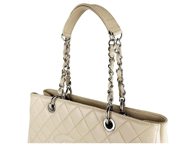 Chanel Tote Bag aus grauem genarbtem Kalbsleder - Ansicht 10