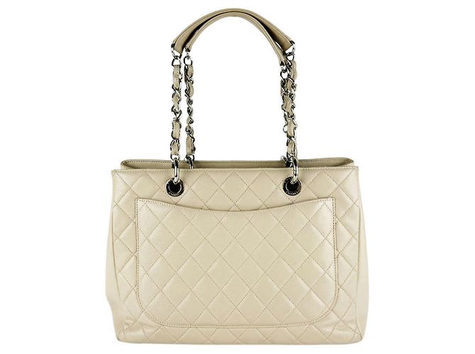 Chanel Tote Bag aus grauem genarbtem Kalbsleder - Ansicht 3