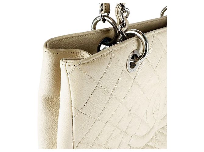Chanel Tote Bag aus grauem genarbtem Kalbsleder - Ansicht 7
