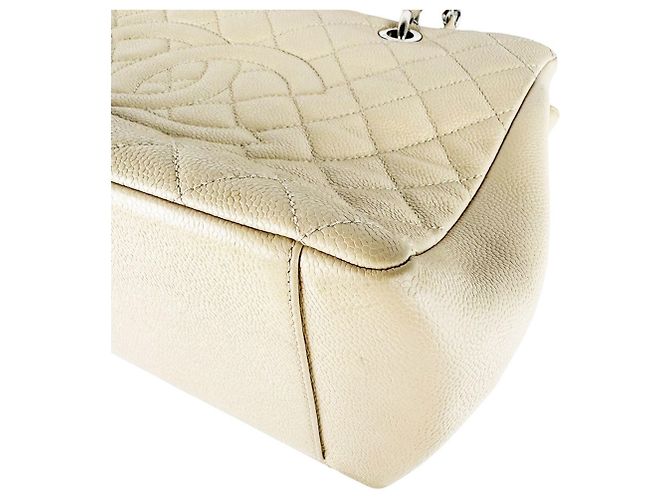 Chanel Tote Bag aus grauem genarbtem Kalbsleder - Ansicht 8