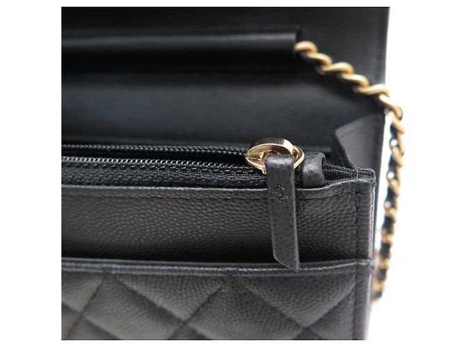 BORSA A MANO CHANEL MINI LOOP WALLET ON CHAIN PELLE CAVIAR NERA WOC - vista 11