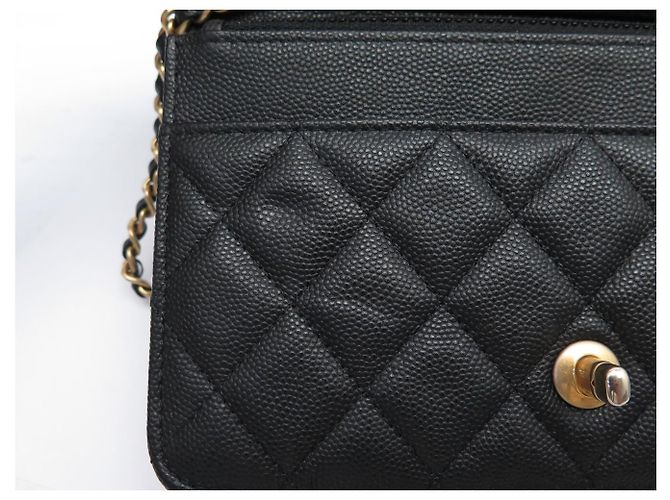 BORSA A MANO CHANEL MINI LOOP WALLET ON CHAIN PELLE CAVIAR NERA WOC - vista 14