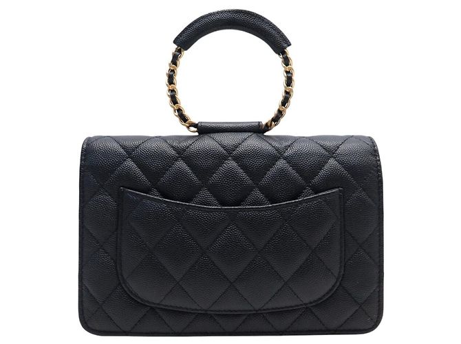 BORSA A MANO CHANEL MINI LOOP WALLET ON CHAIN PELLE CAVIAR NERA WOC - vista 2