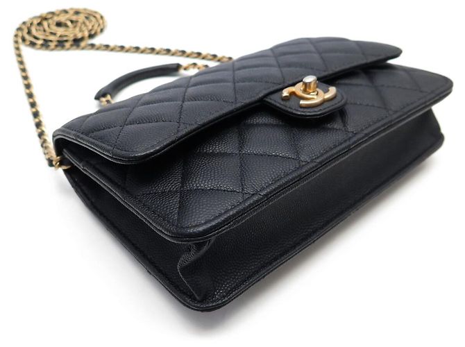 BORSA A MANO CHANEL MINI LOOP WALLET ON CHAIN PELLE CAVIAR NERA WOC - vista 3