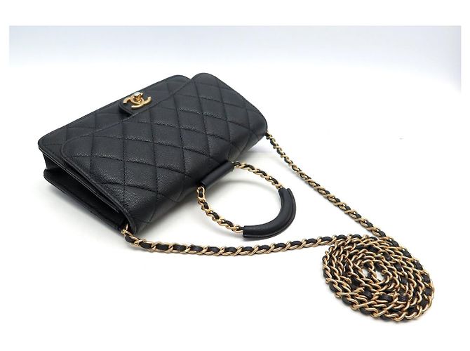 BORSA A MANO CHANEL MINI LOOP WALLET ON CHAIN PELLE CAVIAR NERA WOC - vista 4
