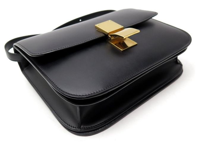 Céline BOLSA DE MÃO CELINE CLASSIC MEDIUM EM COURO BOX PRETO COM ALÇA TIRACÓLOS - vista 3