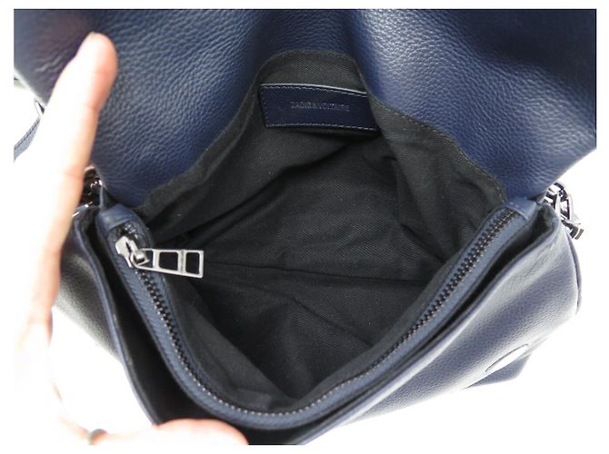 NUOVA BORSA A MANO ZADIG & VOLTAIRE ROCKY II PELLE GRANAZZATA BLU BORSA A TRACCOLLA - vista 11