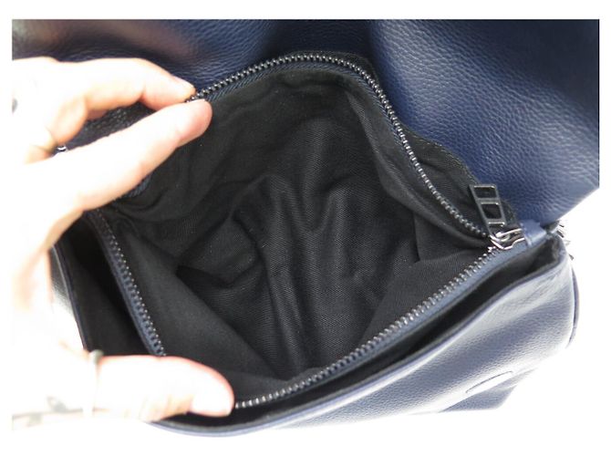 NUOVA BORSA A MANO ZADIG & VOLTAIRE ROCKY II PELLE GRANAZZATA BLU BORSA A TRACCOLLA - vista 12