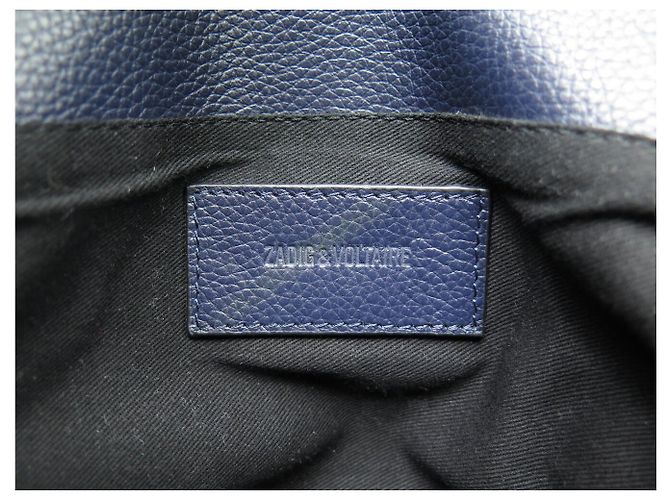 NUOVA BORSA A MANO ZADIG & VOLTAIRE ROCKY II PELLE GRANAZZATA BLU BORSA A TRACCOLLA - vista 14