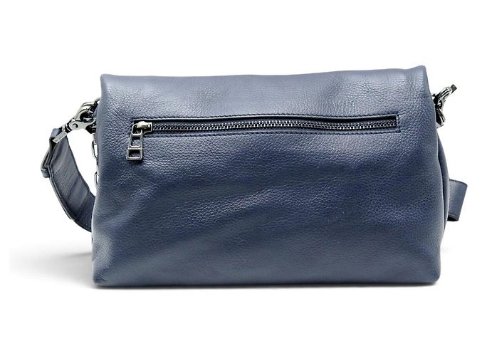 NUOVA BORSA A MANO ZADIG & VOLTAIRE ROCKY II PELLE GRANAZZATA BLU BORSA A TRACCOLLA - vista 3