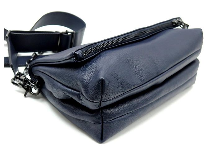 NUOVA BORSA A MANO ZADIG & VOLTAIRE ROCKY II PELLE GRANAZZATA BLU BORSA A TRACCOLLA - vista 4