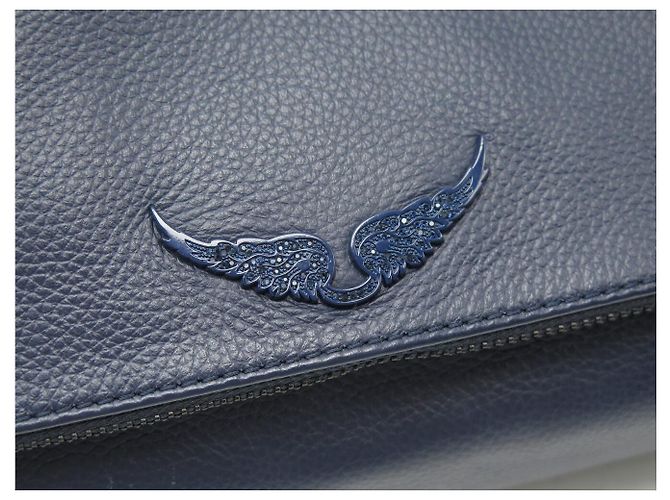 NUOVA BORSA A MANO ZADIG & VOLTAIRE ROCKY II PELLE GRANAZZATA BLU BORSA A TRACCOLLA - vista 6