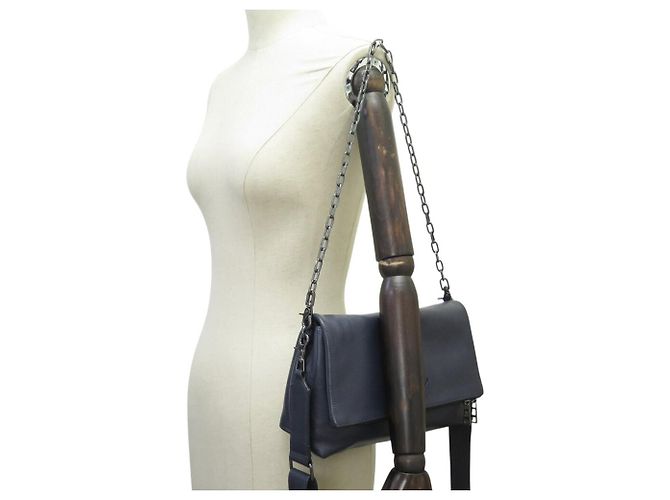 NUOVA BORSA A MANO ZADIG & VOLTAIRE ROCKY II PELLE GRANAZZATA BLU BORSA A TRACCOLLA - vista 8