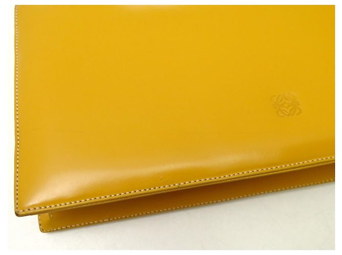 NUOVA BORSA A MANO LOEWE POCHETTE MANICO IN PELLE GIALLO SENAPE CLUTCH BAG - vista 11