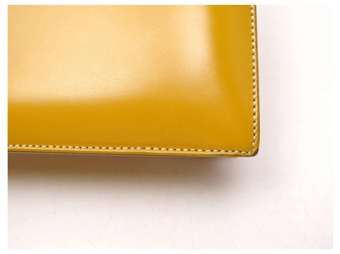 NUOVA BORSA A MANO LOEWE POCHETTE MANICO IN PELLE GIALLO SENAPE CLUTCH BAG - vista 12
