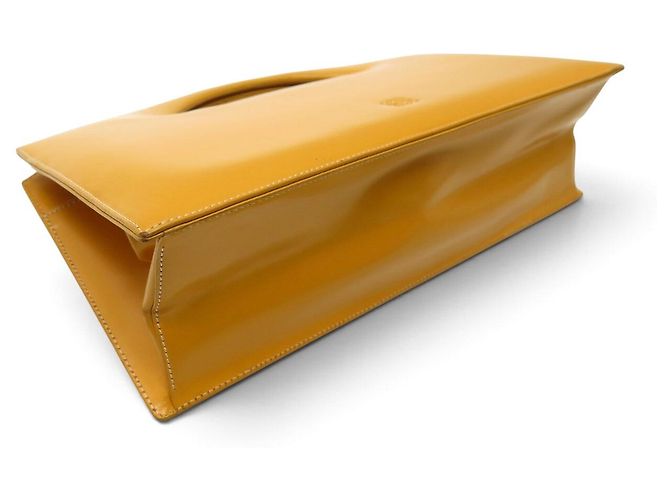 NUOVA BORSA A MANO LOEWE POCHETTE MANICO IN PELLE GIALLO SENAPE CLUTCH BAG - vista 5