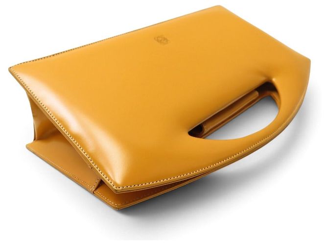NUOVA BORSA A MANO LOEWE POCHETTE MANICO IN PELLE GIALLO SENAPE CLUTCH BAG - vista 6