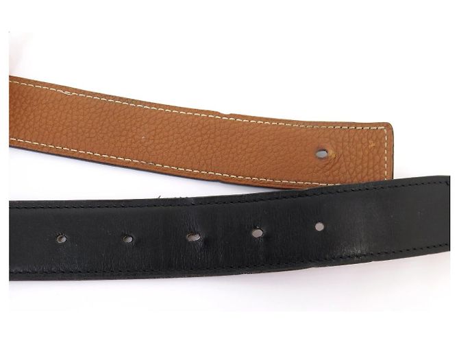Hermès LIEN HERMES GÜRTEL 32MM AUS REVERSIBLEM LEDER TOGO GOLD BOX NOIR T95 BELT - Ansicht 10
