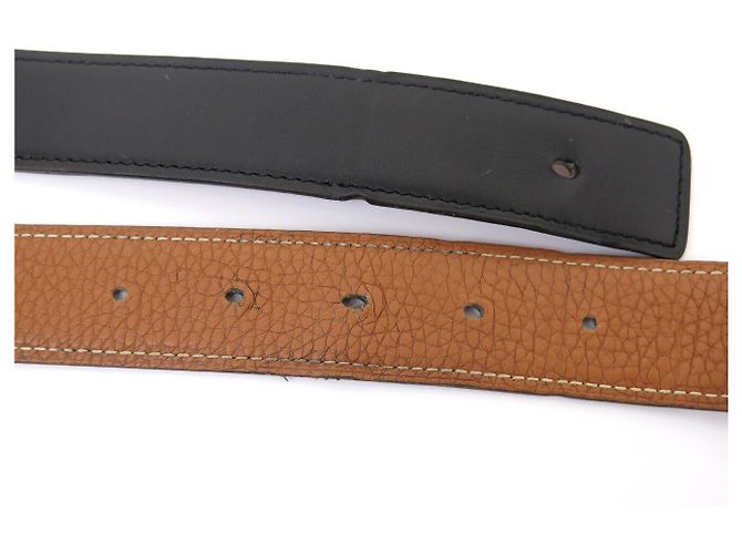 Hermès LIEN HERMES GÜRTEL 32MM AUS REVERSIBLEM LEDER TOGO GOLD BOX NOIR T95 BELT - Ansicht 11