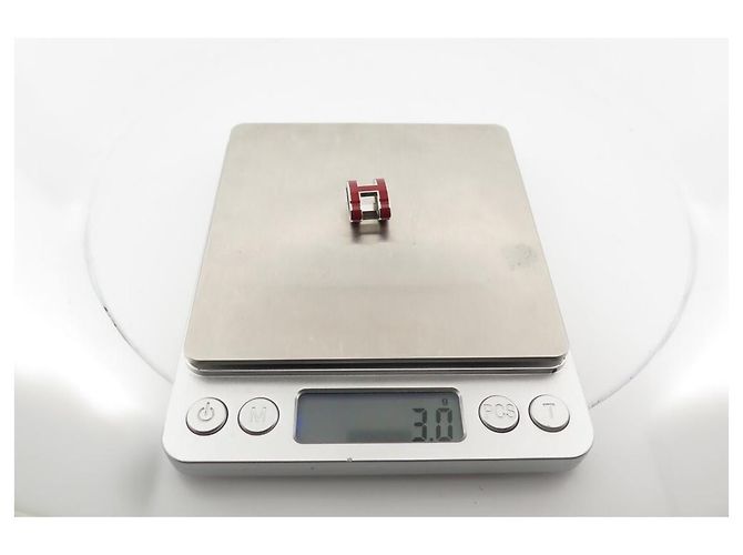 Hermès NEU HERMES POP H ROT LACK PALLADIUM ANHÄNGER COLLIER + SILBERKETTE - Ansicht 7