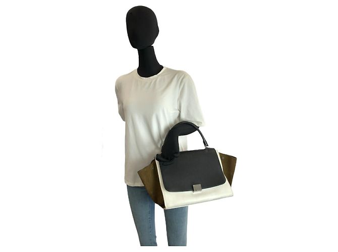 Céline Borsa 2way Celine Trapeze in pelle e camoscio - vista 7