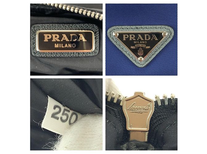 Pochette Prada en Nylon Cuir Tessuto Saffiano Logo Bleu - vue 4