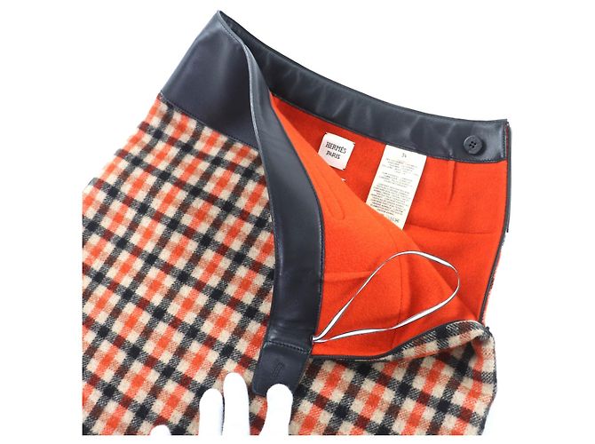 Hermès 3H0322DE Rock aus Kaschmirwolle und Lammleder 34 - Ansicht 5