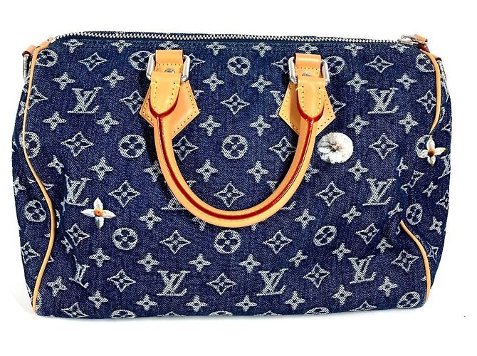 Borsa Louis Vuitton Monogram Flower Denim Speedy Bandoulière 30 - vista 2