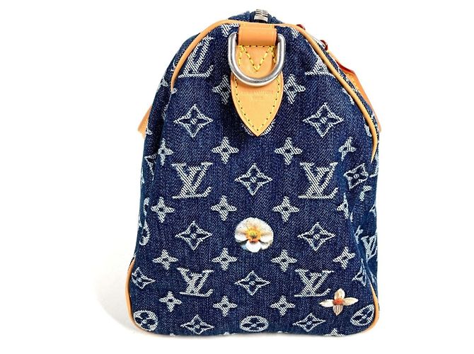 Borsa Louis Vuitton Monogram Flower Denim Speedy Bandoulière 30 - vista 3