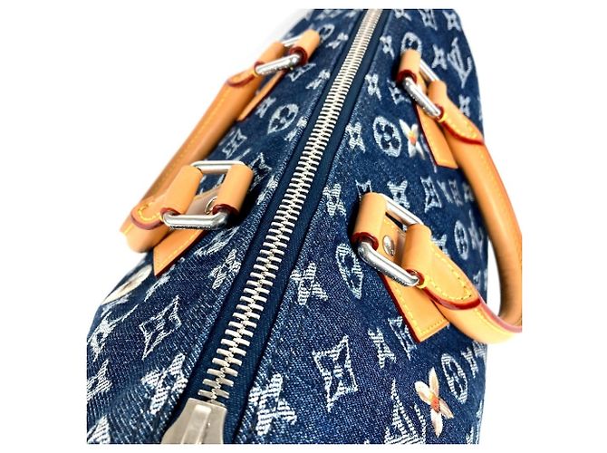 Borsa Louis Vuitton Monogram Flower Denim Speedy Bandoulière 30 - vista 7